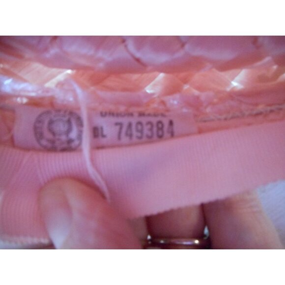 Vintage Pink Bowler Straw Hat Union Label - Picture 8 of 8